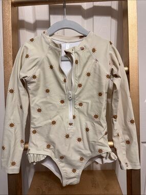 Rylee + Cru Cream Long-Sleeve Sun Print One-Piece